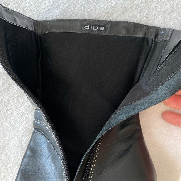 Diba Vintage Y2K Pointed Toe Boots Retro 90s Black Leather Heel - Picture 10 of 16